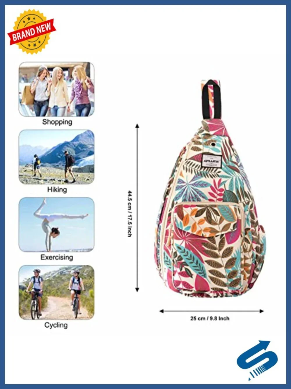 Water-Resistant Sling Backpack for Women Crossbody Adjustable Anti-Theft Travel